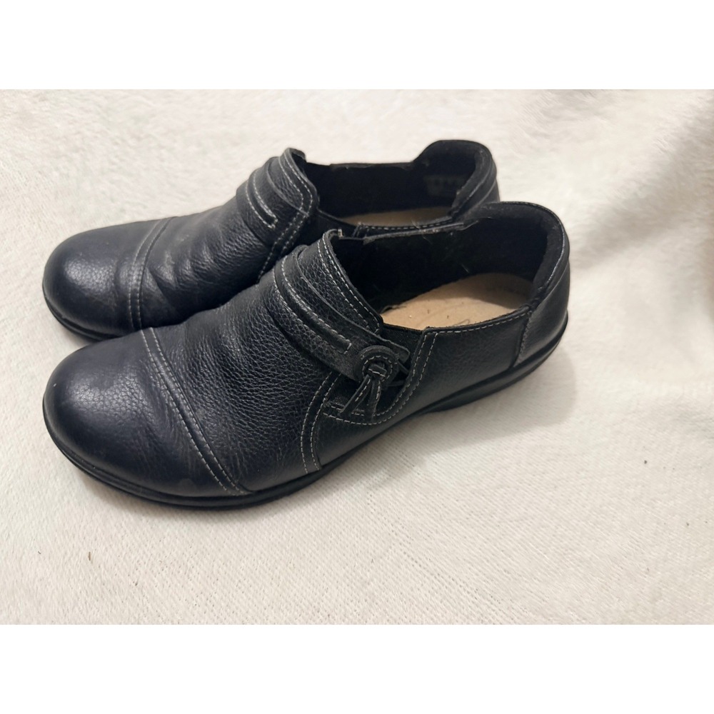 Clarks Collection Loafers 8M Black Leather Slip On Casual Flat Shoes